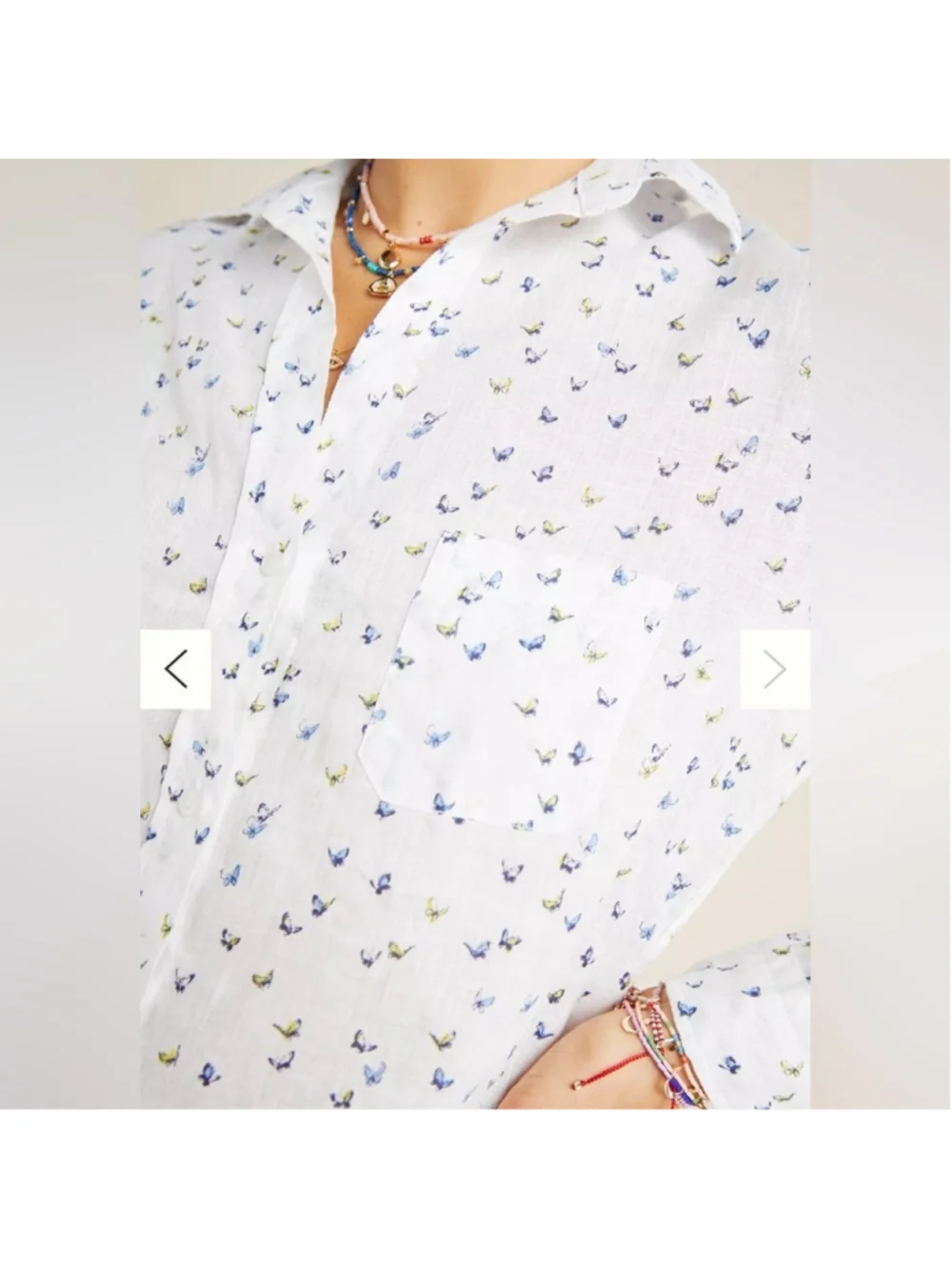 Anthro Grayson linen shirt Womens Medium Butterfly Buttondown casual Feminine - Picture 4 of 14
